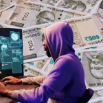 Cyber fraud person sitting in chair