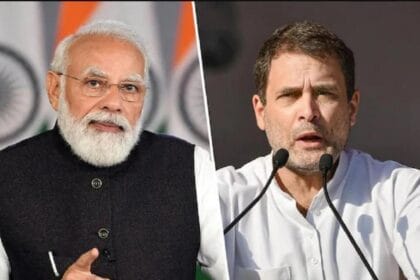 मुजफ्फरपुर रैली में राहुल गांधी नरेंद्र मोदी पर हमला बोलते हुए