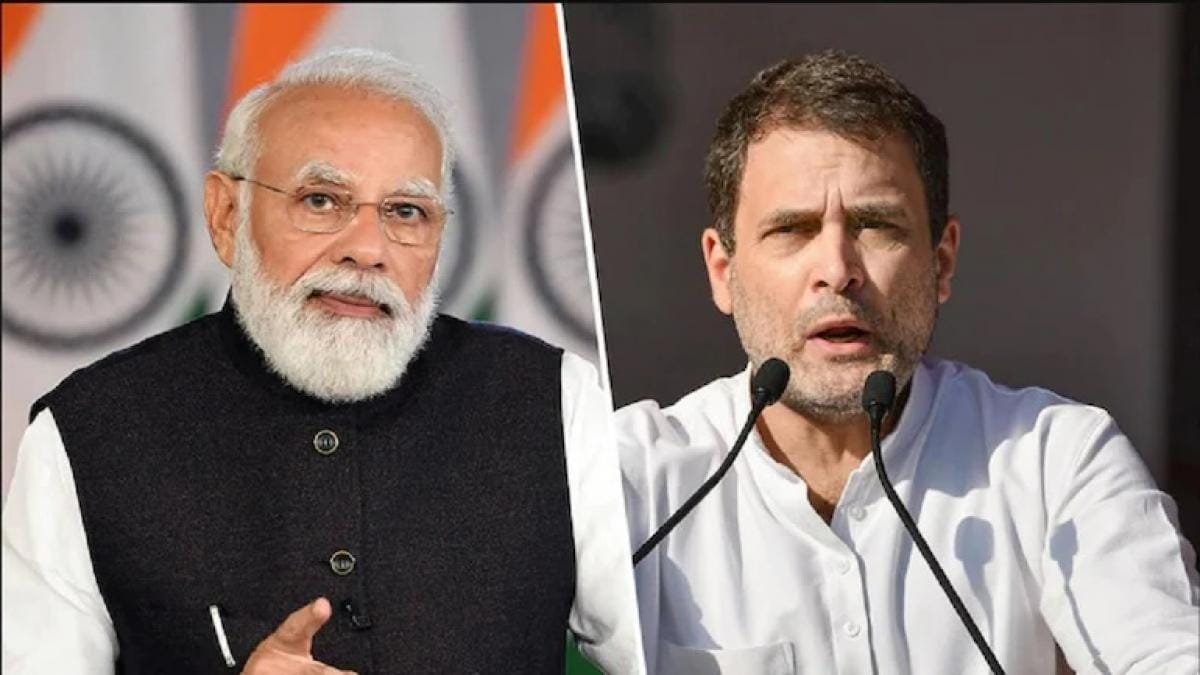 मुजफ्फरपुर रैली में राहुल गांधी नरेंद्र मोदी पर हमला बोलते हुए