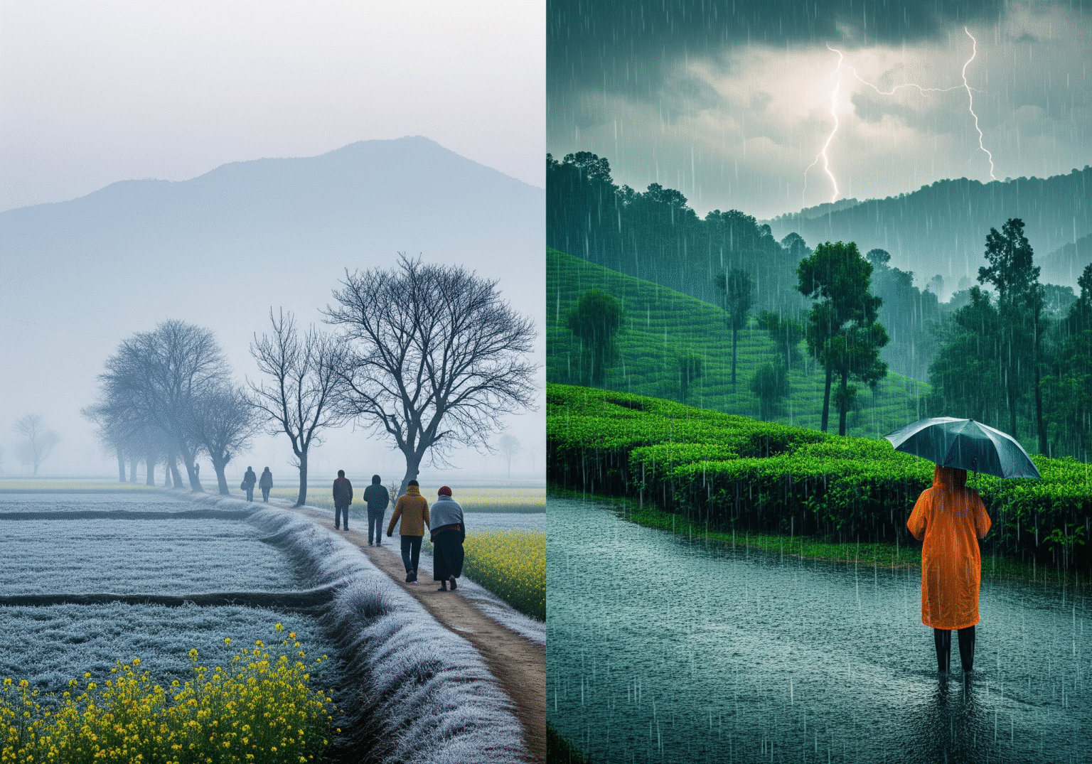 मौसम अपडेट: दिल्ली, यूपी में गिरेगा तापमान, दक्षिण में भयानक बारिश की चेतावनी।