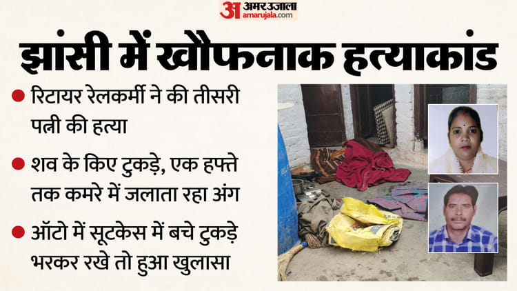 UP: पत्नी - UP: पत्नी के किए टुकड़े-टुकड़े...एक हफ्ते तक कमरे में एक-एक अंग जलता रहा; ऑटो में बक्सा रख भागा रिटायर रेलकर्मी