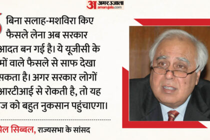 UGC Row: - UGC Row: 'बिना सलाह के फैसले लेना सरकार की आदत', कपिल सिब्बल ने यूजीसी नियमों के साथ RTI पर भी कही ये बात