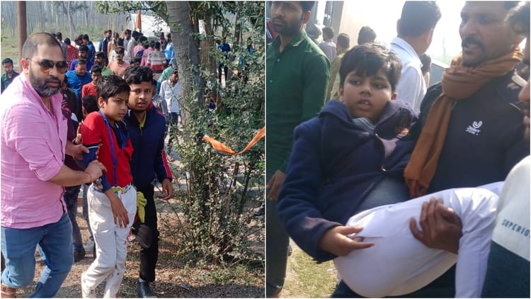 UP News: - UP News: शाहजहांपुर में हाईवे पर पलटी स्कूल वैन, दो छात्र गंभीर रूप से घायल, मौके से भाग गया चालक