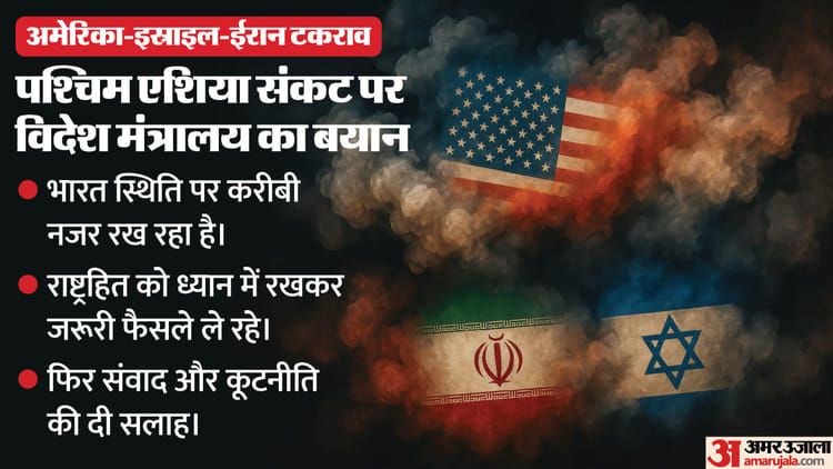MEA: - MEA: अमेरिका-इस्राइल-ईरान टकराव पर भारत की नजर, विदेश मंत्रालय ने बताया- राष्ट्रीय हित में लिए जा रहे फैसले