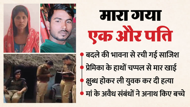 यूपी - यूपी में एक और पति का कत्ल: रात में घर आए प्रेमी के साथ मिलकर मार डाला; डरा धमका कर बड़े बेटे को कर दिया चुप