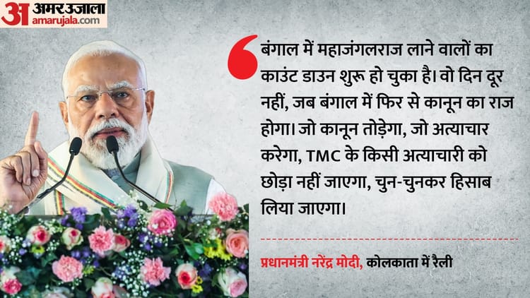 प्रधानमंत्री - प्रधानमंत्री TMC पर बरसे: कोलकाता के ब्रिगेड मैदान रैली में भरी हुंकार, कहा- बंगाल से महाजंगलराज खत्म होगा