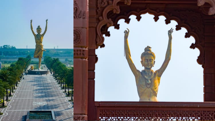 दिल्ली: - दिल्ली: अक्षरधाम मंदिर में ऐतिहासिक पल, 108 फीट ऊंची नीलकंठ वर्णी मूर्ति की 26 मार्च को होगी प्राण प्रतिष्ठा