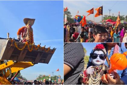 हनुमान - हनुमान जन्मोत्सव: लखीमपुर खीरी में निकली पदयात्रा, बुलडोजर पर दिखे 'बजरंगबली'; देखें आस्था की तस्वीरें